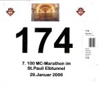 Startnummer Hamburger Elbtunnel Marathon 2006