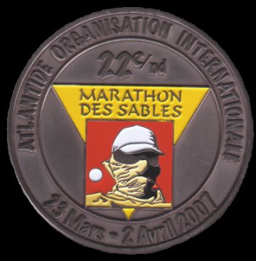 Finisher-Medaille 22. Marathon des Sables 2007, 91g, 69x69x4mm