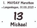 Startnummer 1. MAYDAY Marathon Langenhagen 2021