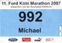 Startnummer 11. Ford Köln Marathon 2007